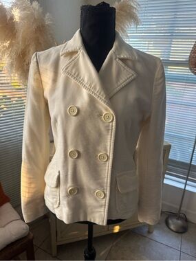 GAP Cream Double-Breasted Pea Coat
